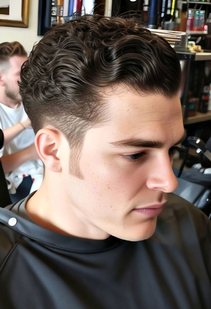 curly slick back with undercut hairstyle