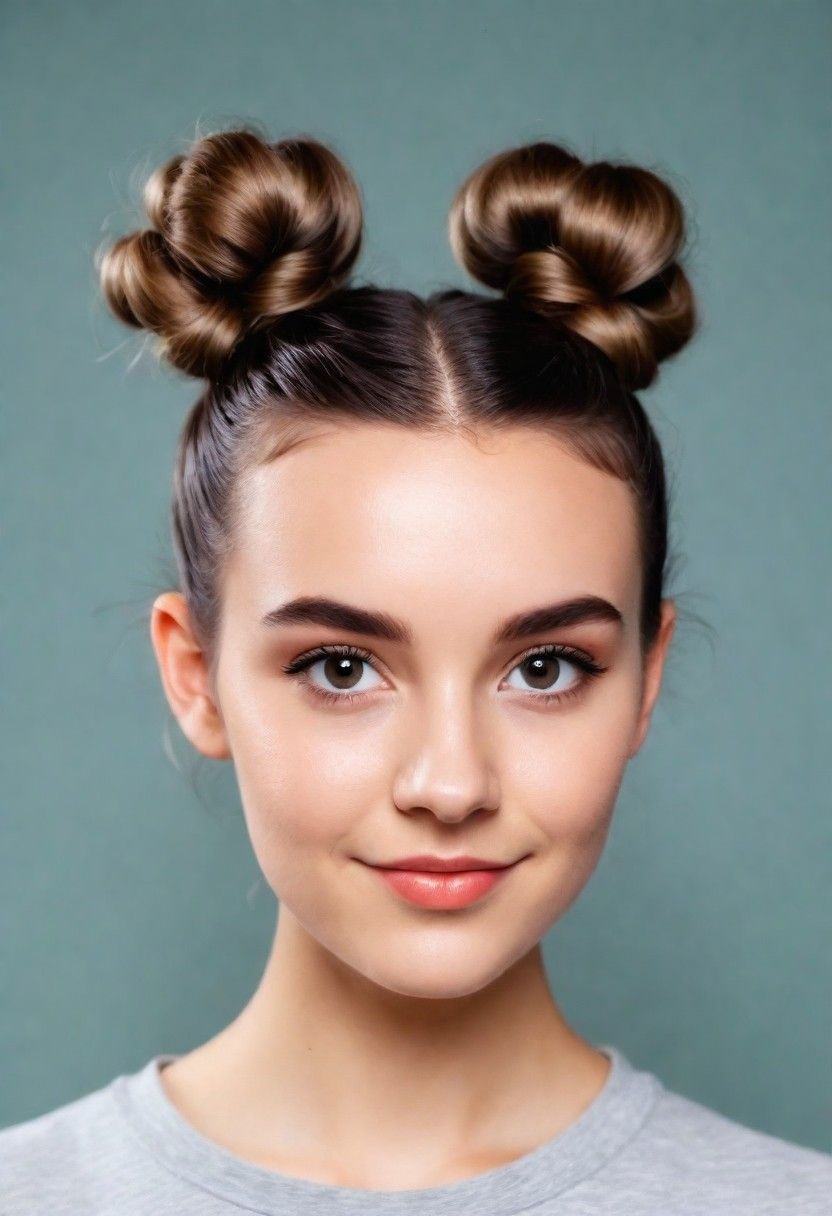 cute space buns for round face