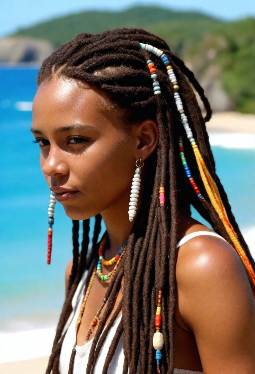decorated dreadlocks with beads