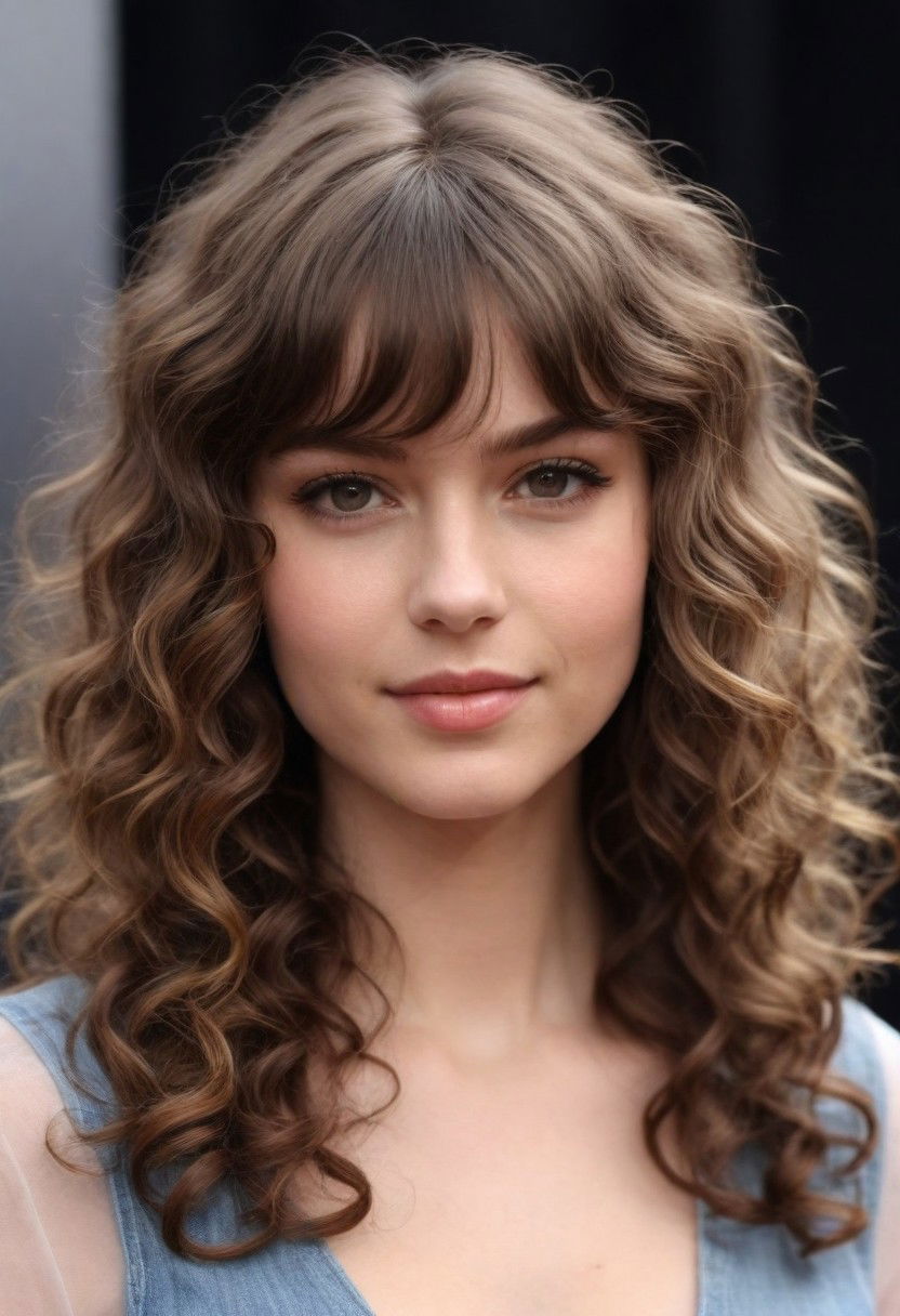 delightful curly fringe hairstyle