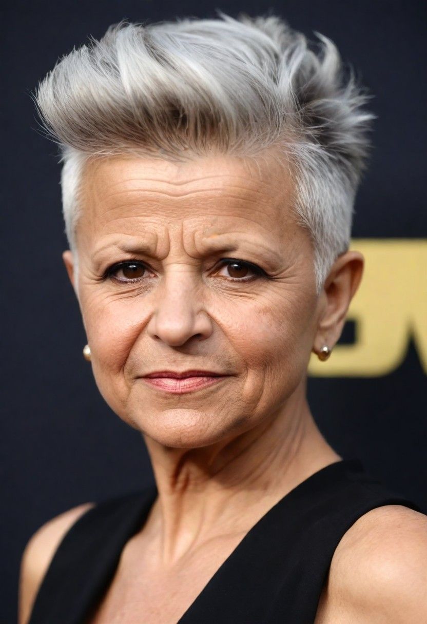 edgy undercut short hairstyle for women over 60