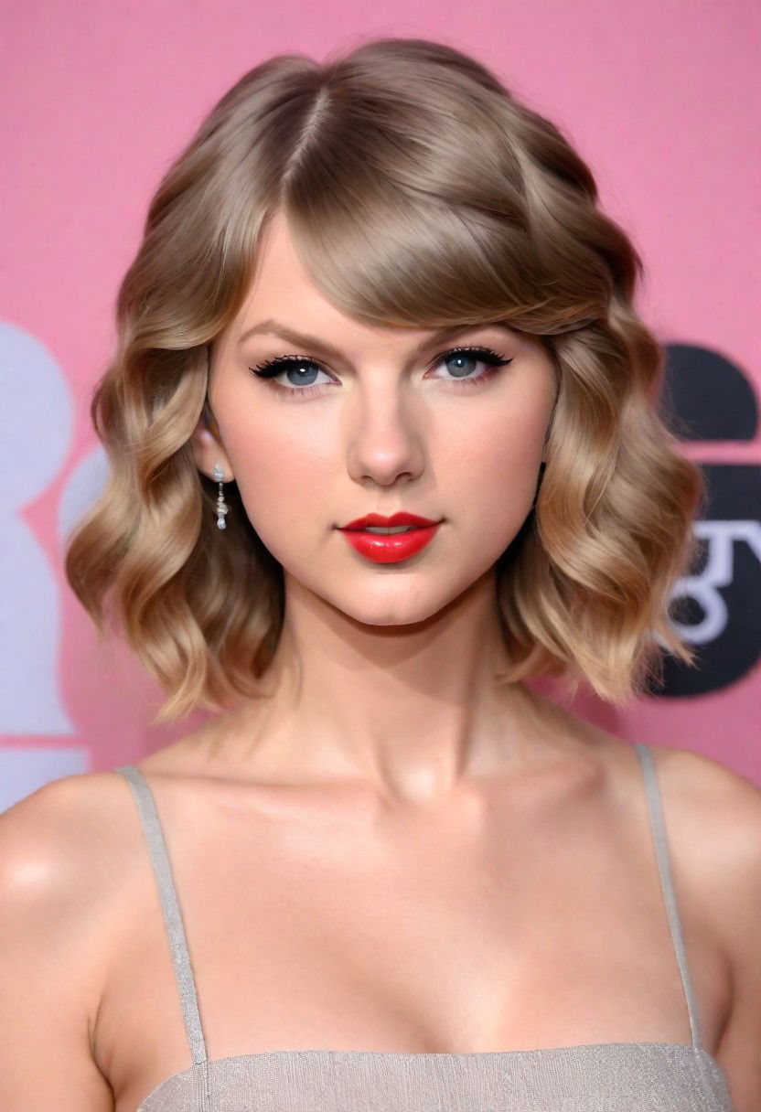 effortless wavy lob taylor swift haircut