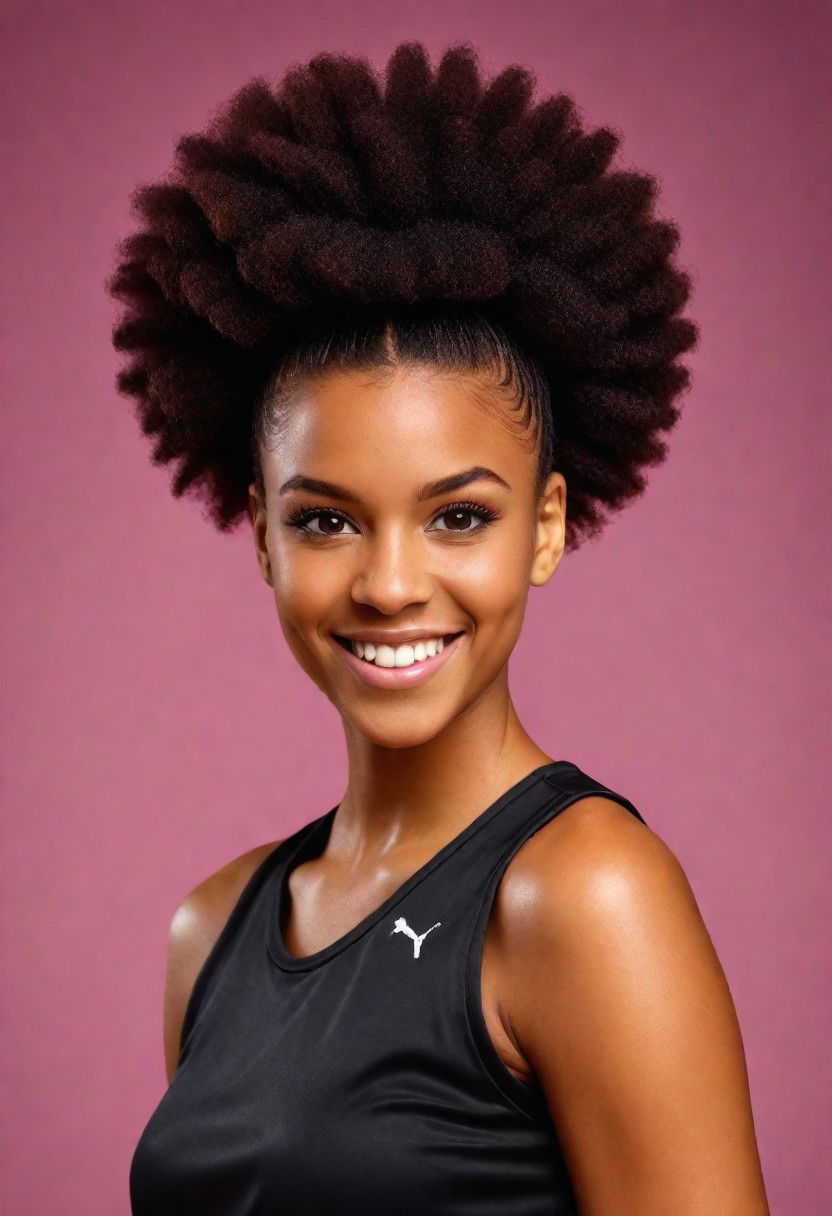 effortlessly afro puff hairstyle