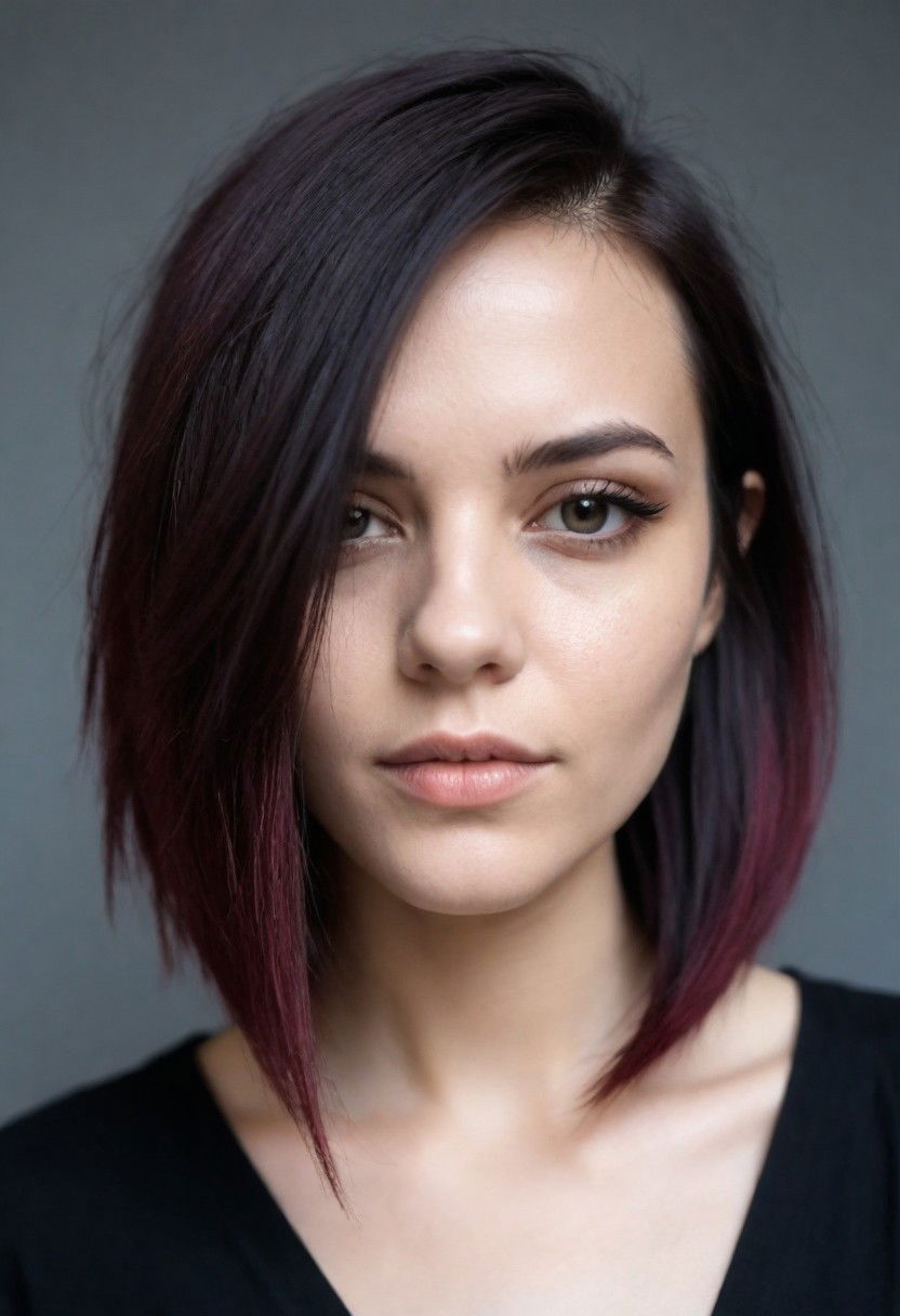 effortlessly asymmetrical lob grunge hairstyle