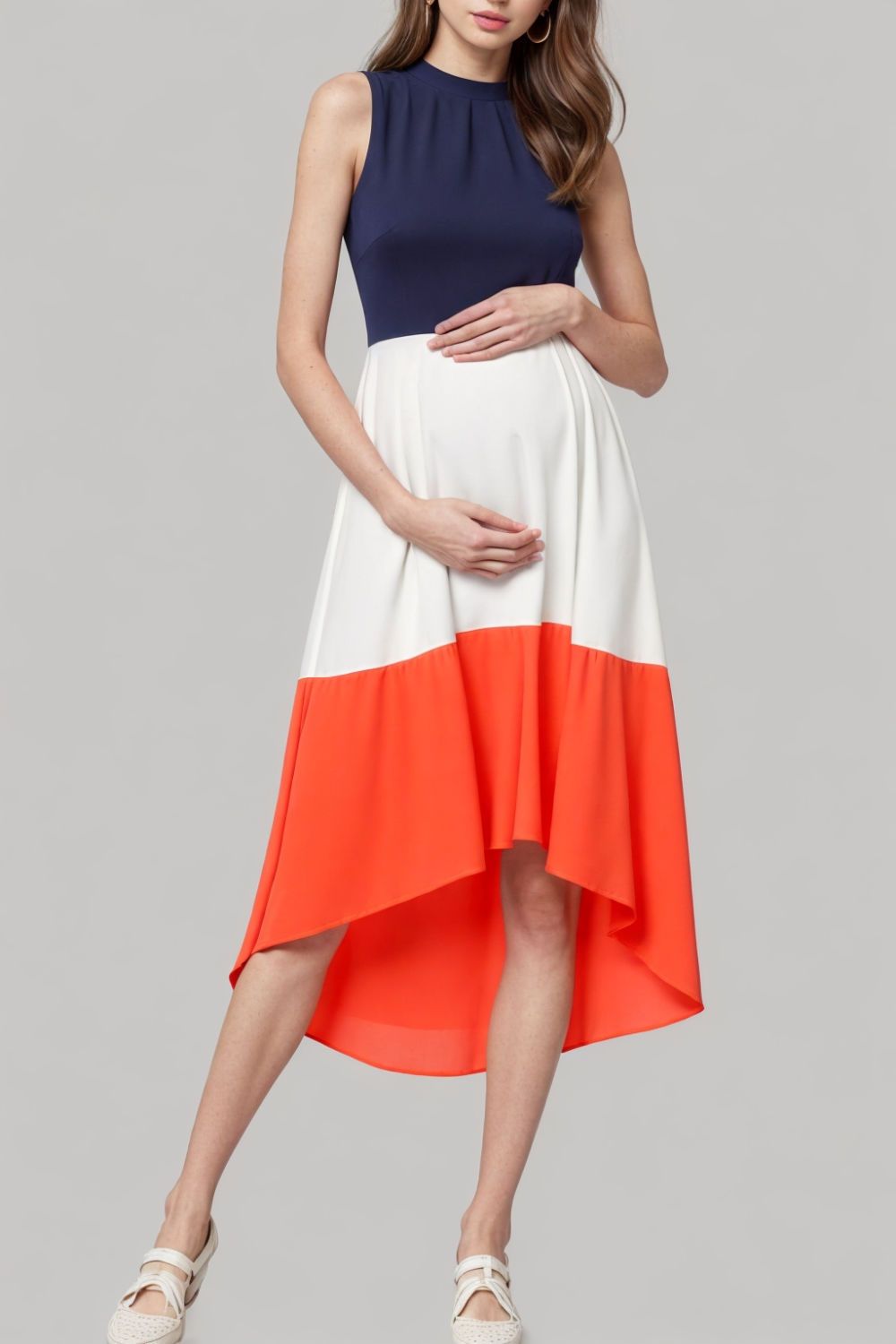 elegance and comfort color blocked midi dress