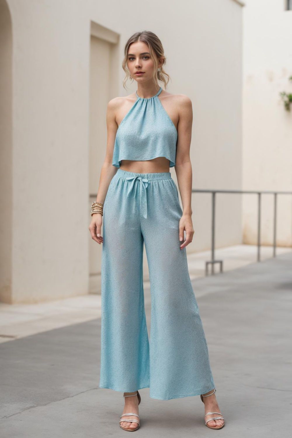 elegant palazzo pants with a halter top