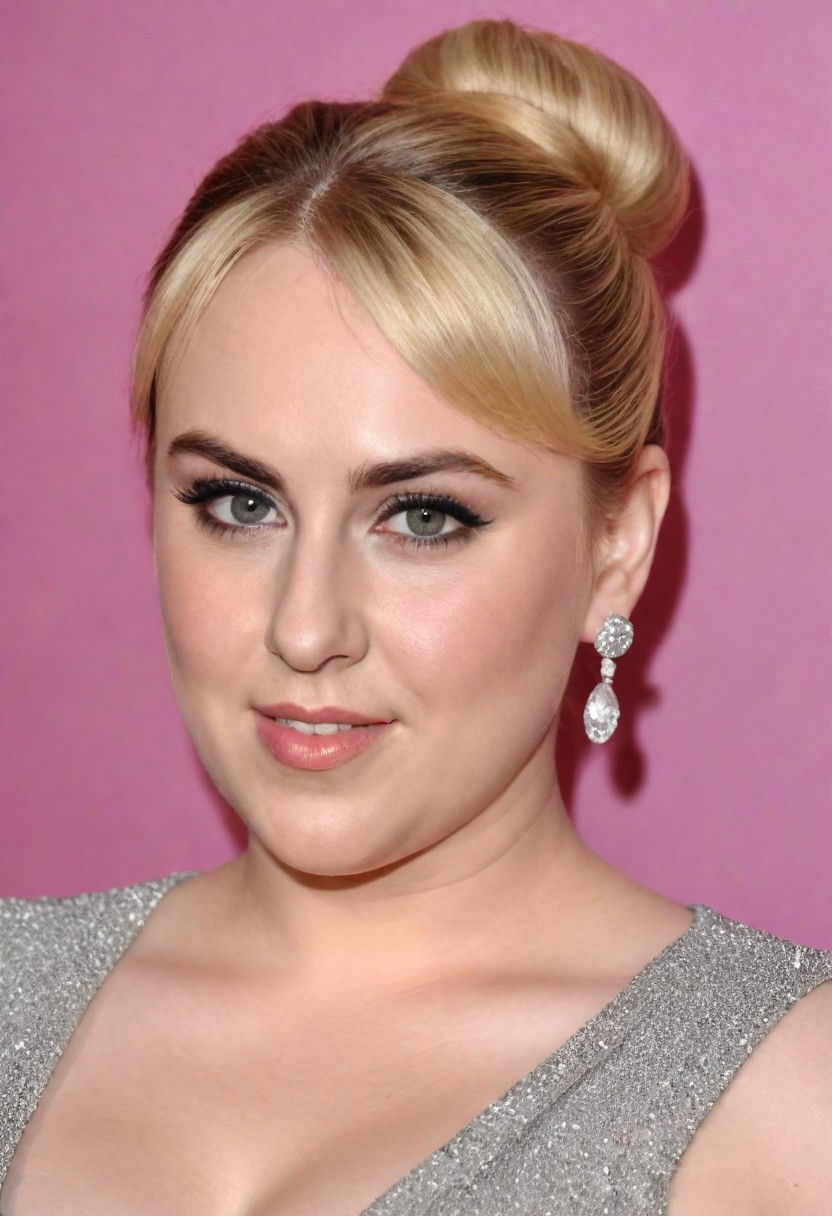 elegant sleek low bun diamond face shape hairstyle