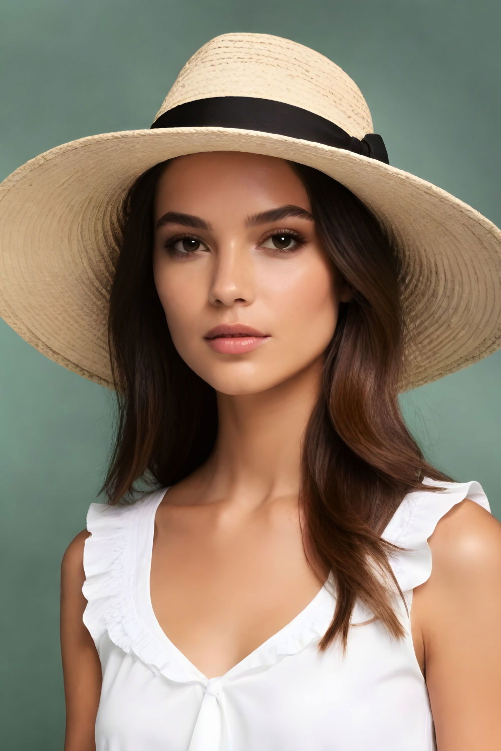 elegant wide brimmed hat with ribbon detail