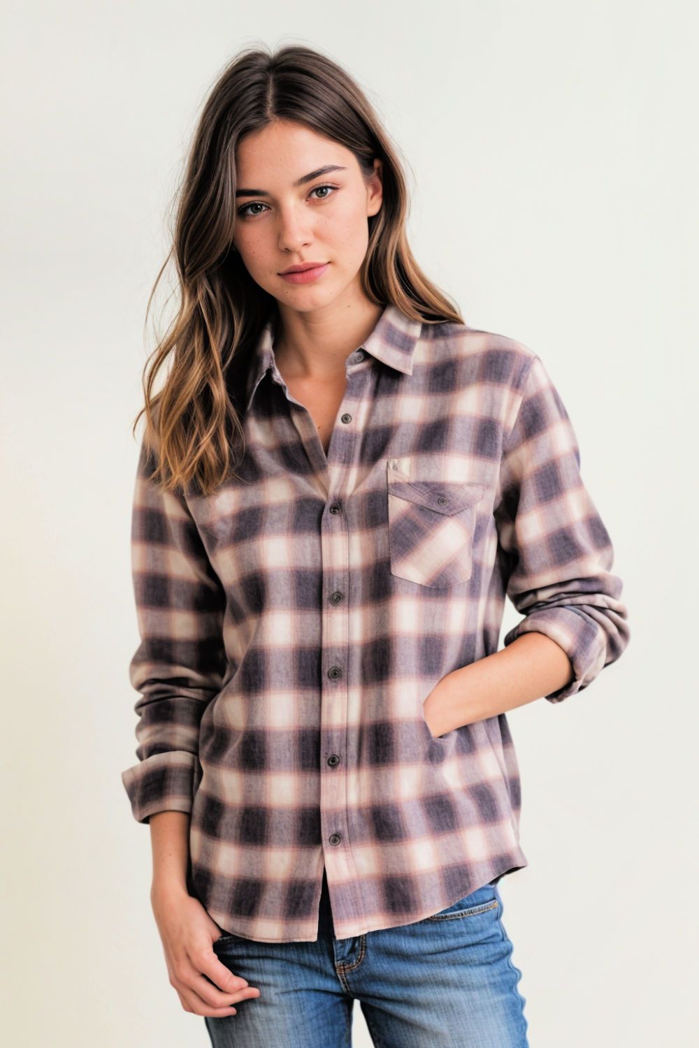 fall classic casual flannel shirt