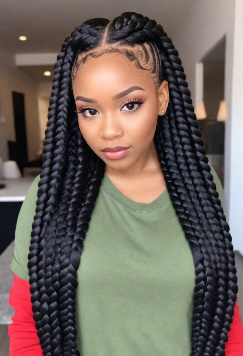 fashionable jumbo braids hairstyle for women