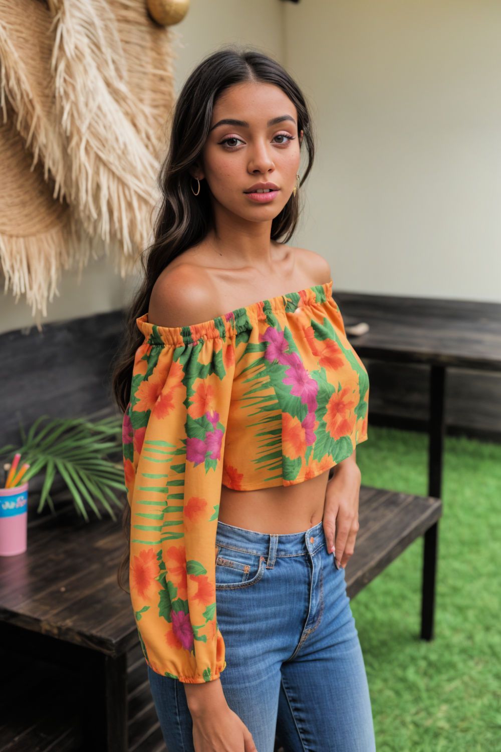 fashionable off the shoulder crop top