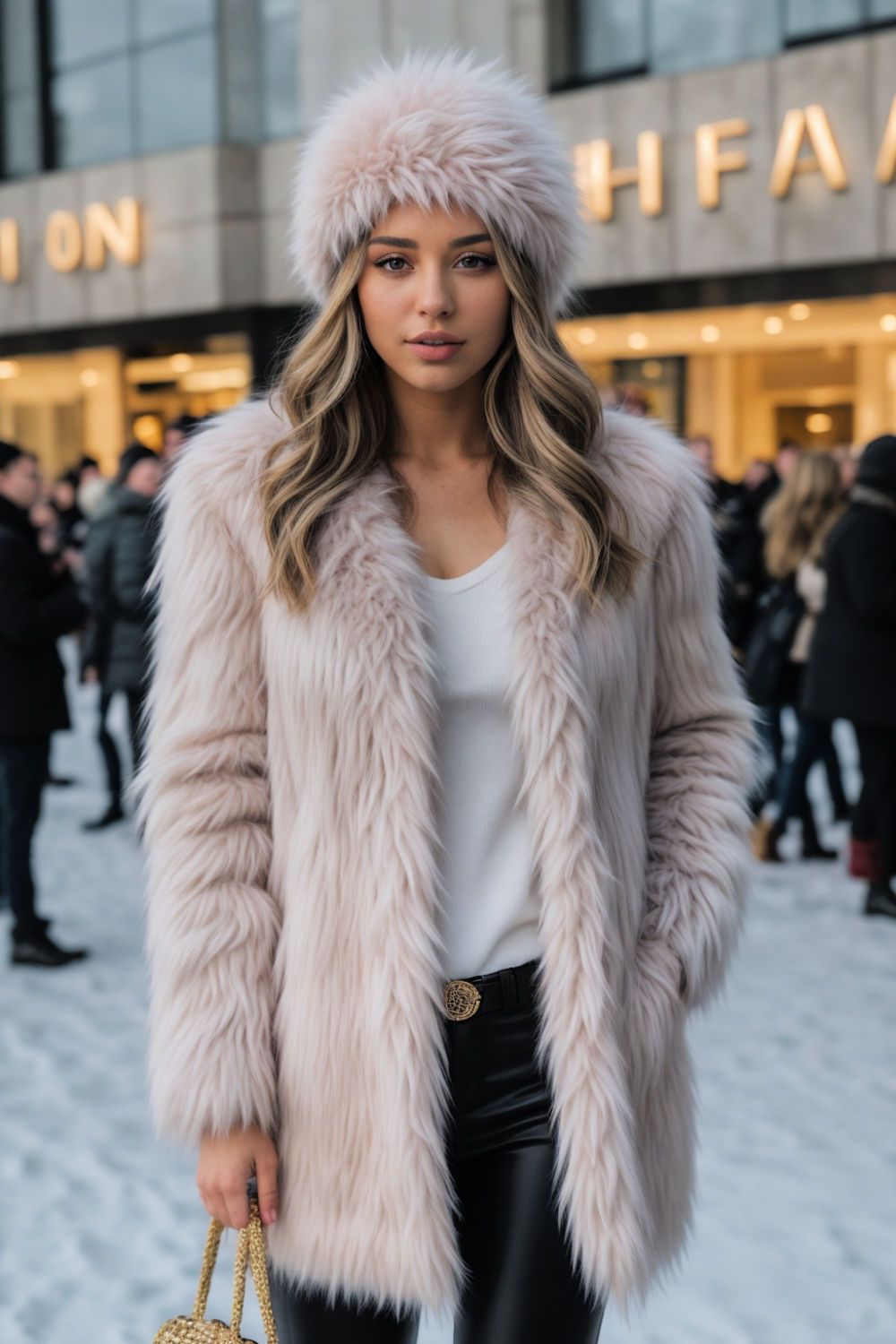 faux fur coat for new years outfit
