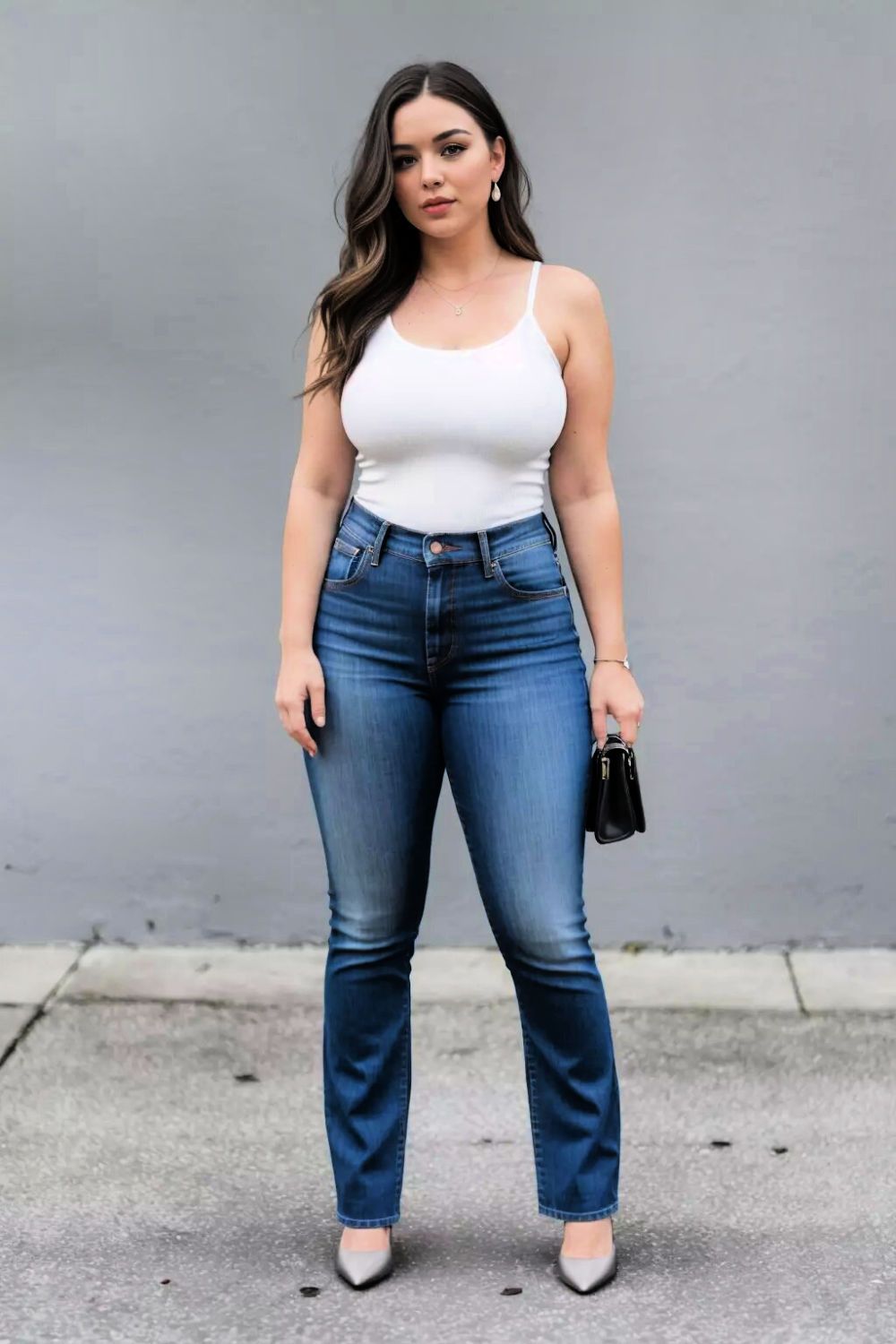 flared jeans with a fitted top