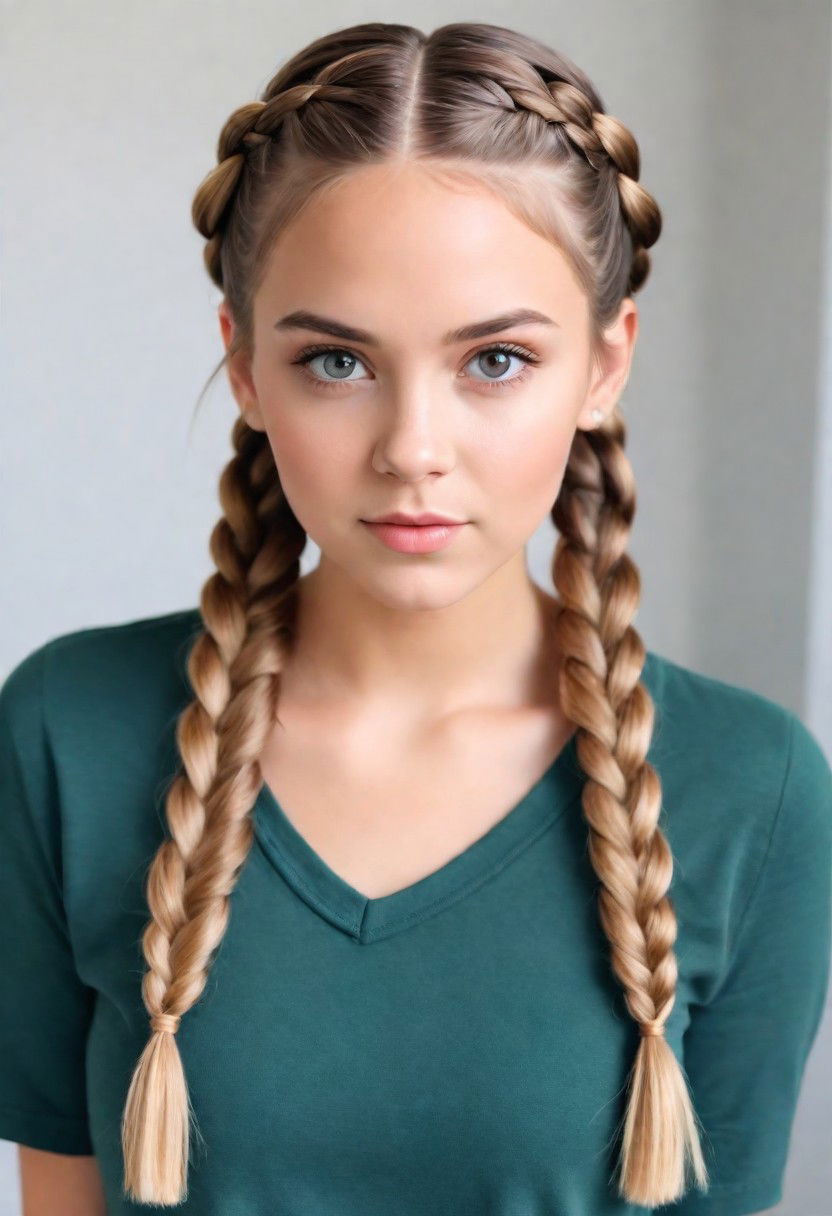 french braid pigtails hairstyle