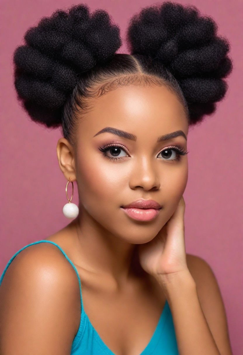 fun and elegant afro puffs hairstyle