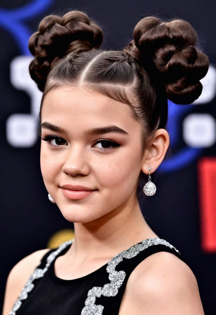 fun space buns hairstyle