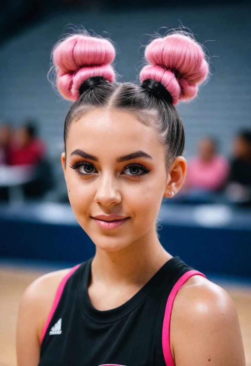 functional space buns hairstyle