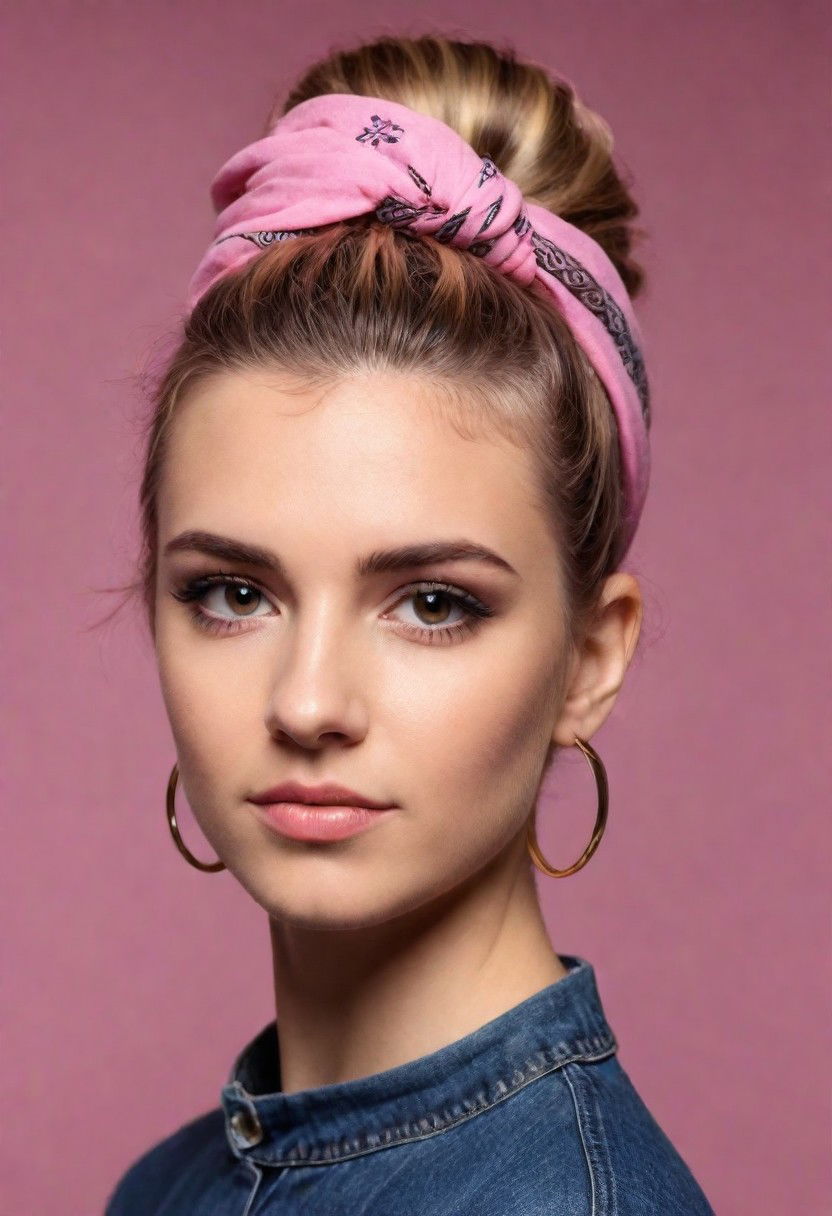 grunge updo with bandana hairstyle