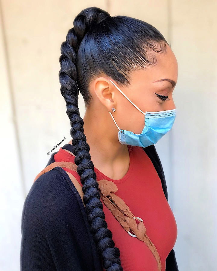 half braid high ponytail