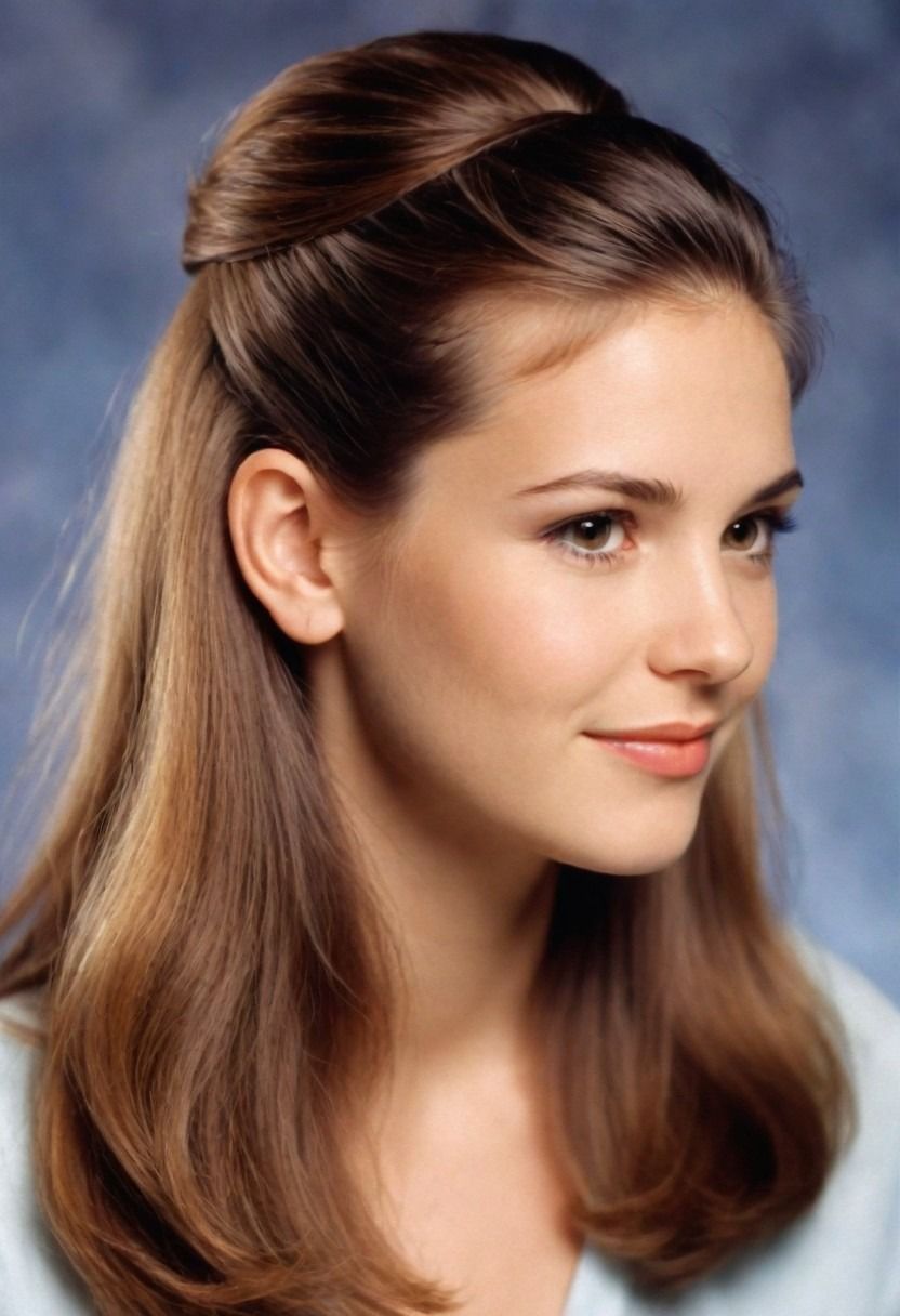 half up half down 90 s hairstyle