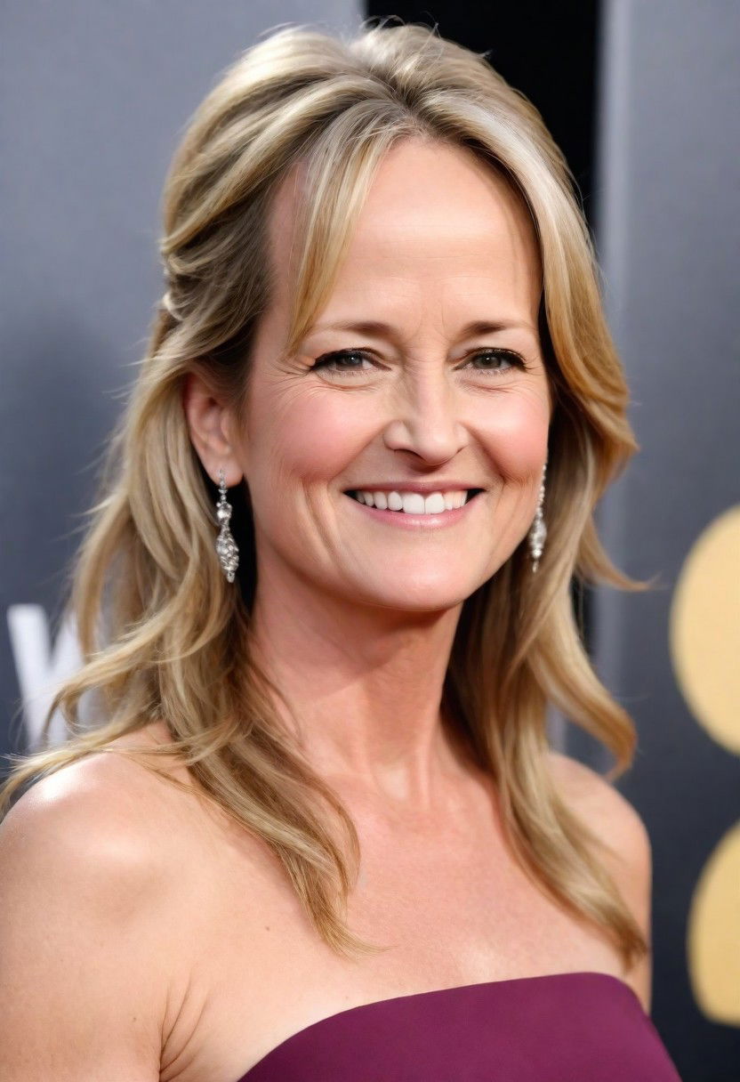 half up half down long hairstyle for women over 50