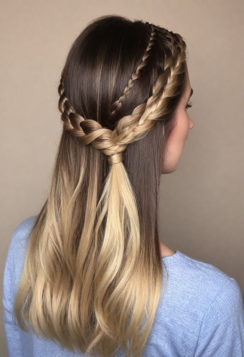half up half down with braided detail