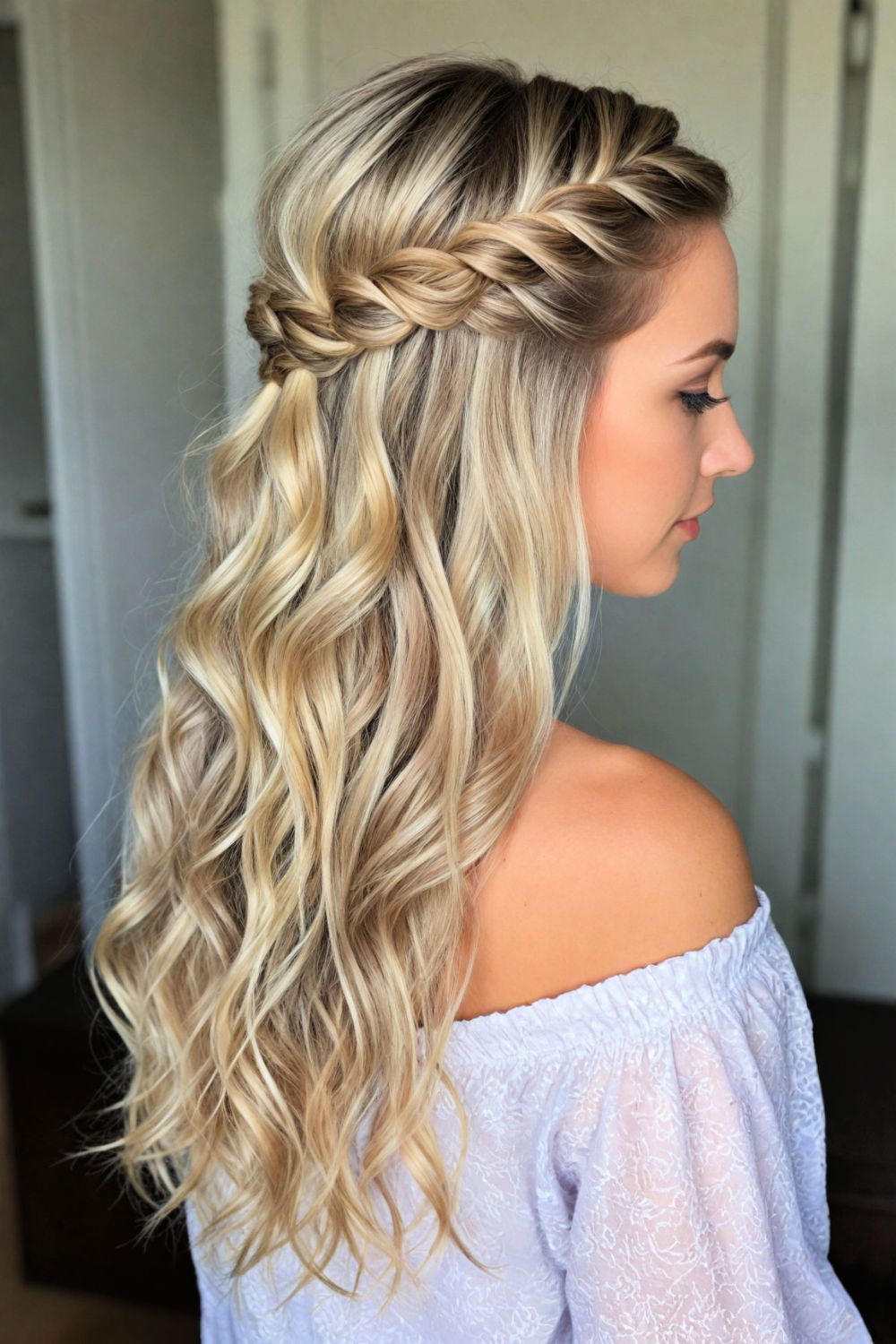 half up half down with braids hairstyle