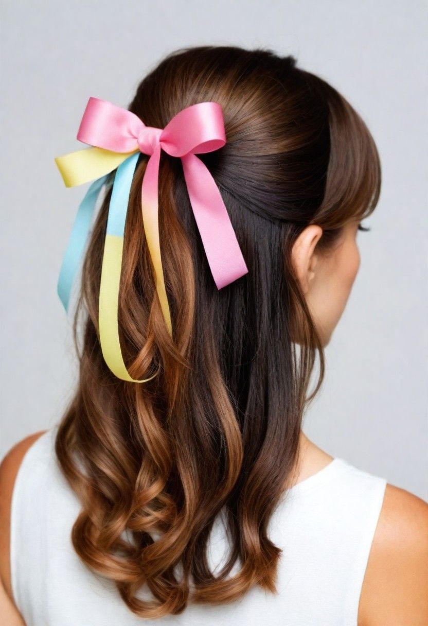 half up half down with ribbons