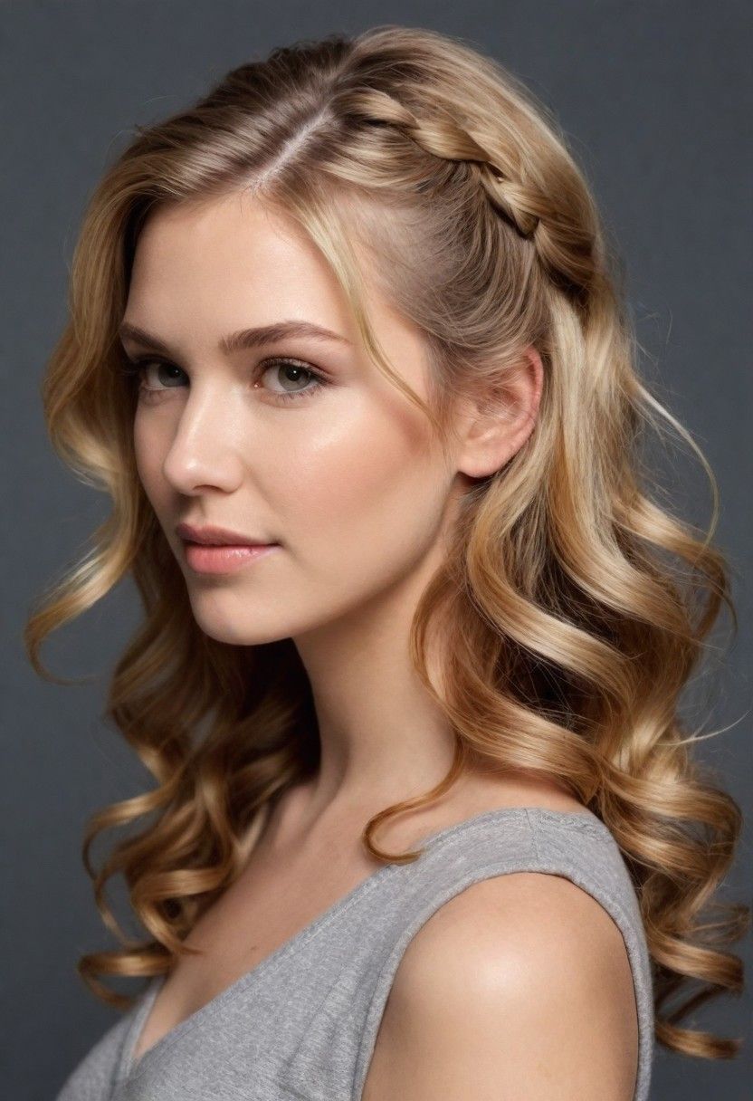 half up wavy hairstyle