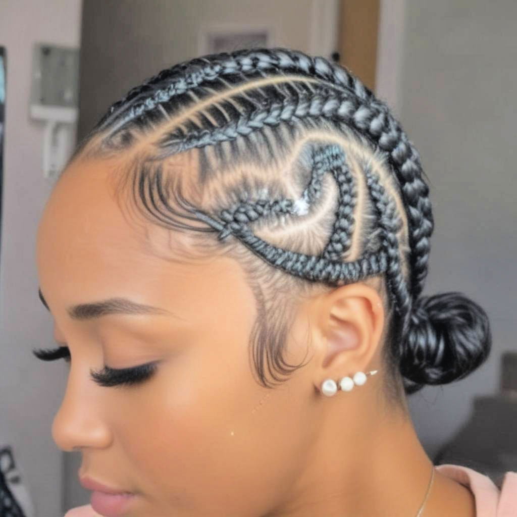 heart shaped cornrows hairstyle