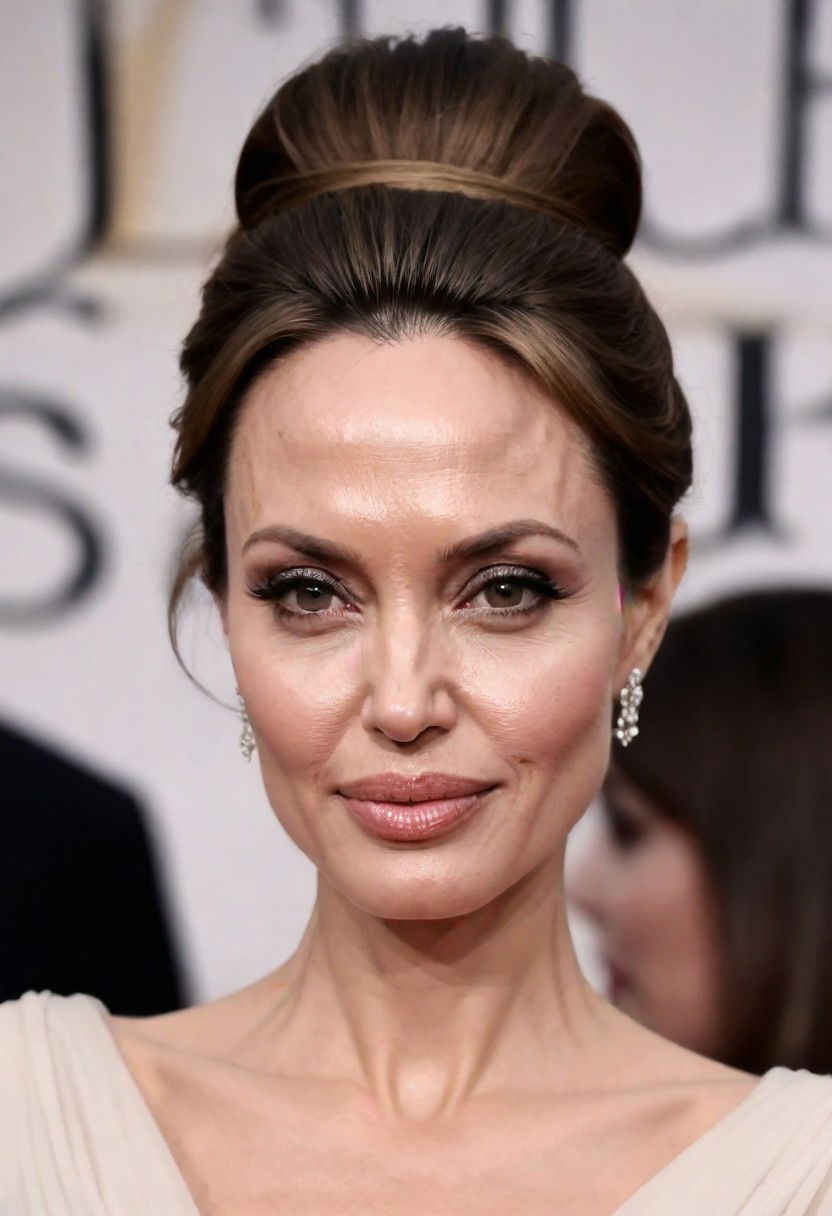 high bun with wispy bangs hairstyle