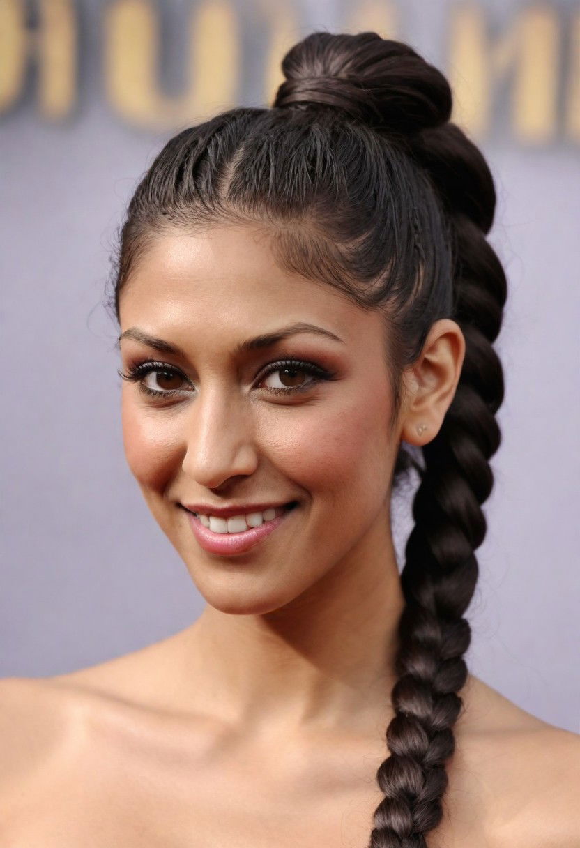 high ponytail braid medieval hairstyle