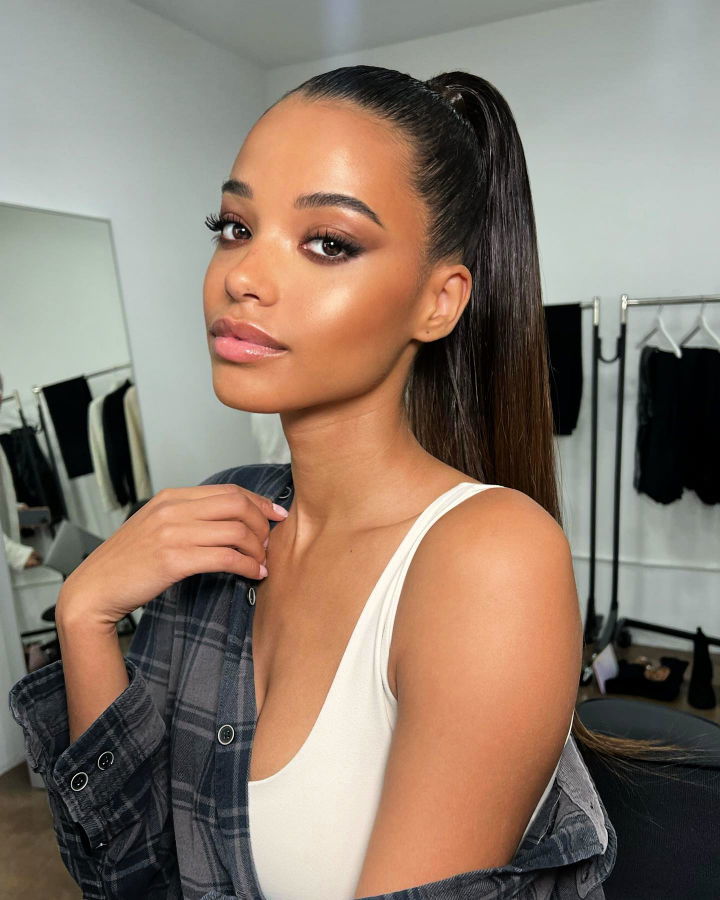 high ponytail for thick hair