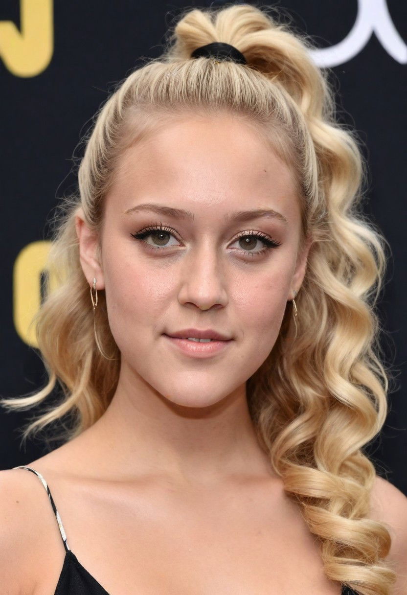 high ponytail with curls hairstyle