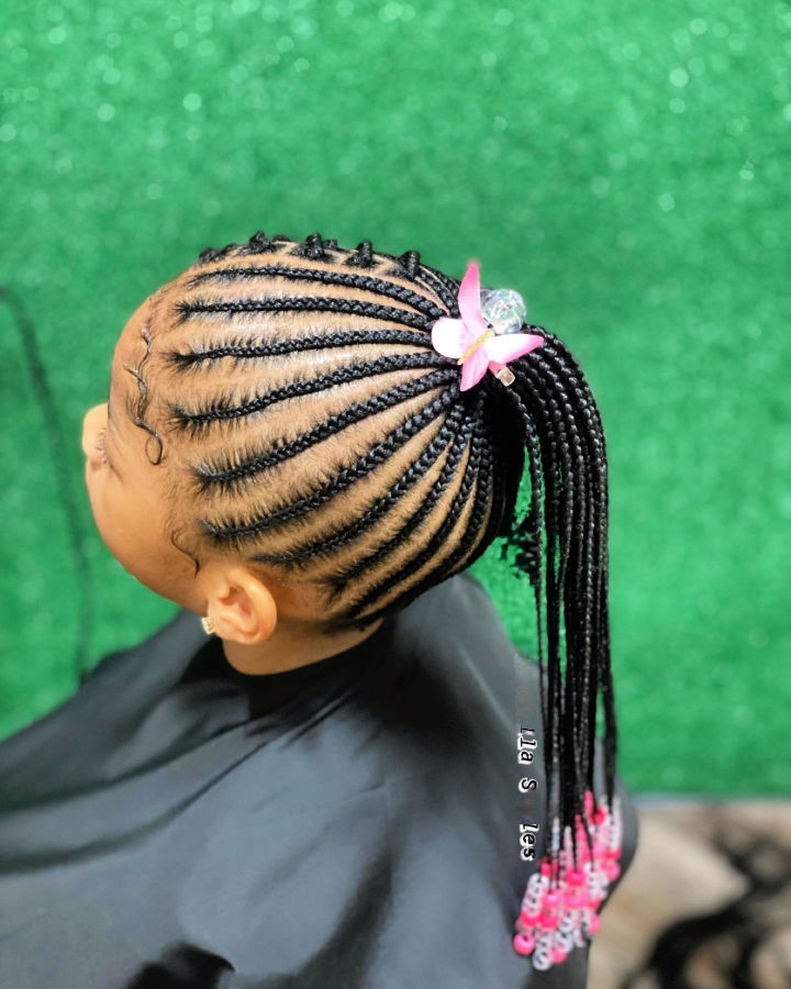 high ponytail with side braids