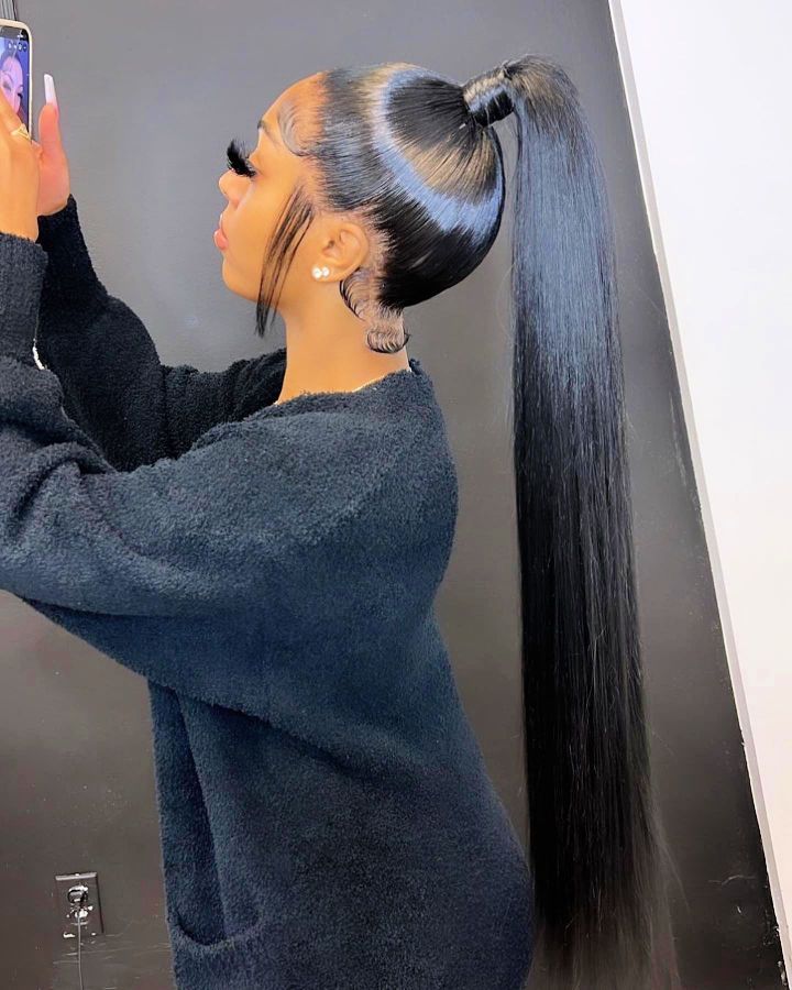 high ponytail with volume for black women