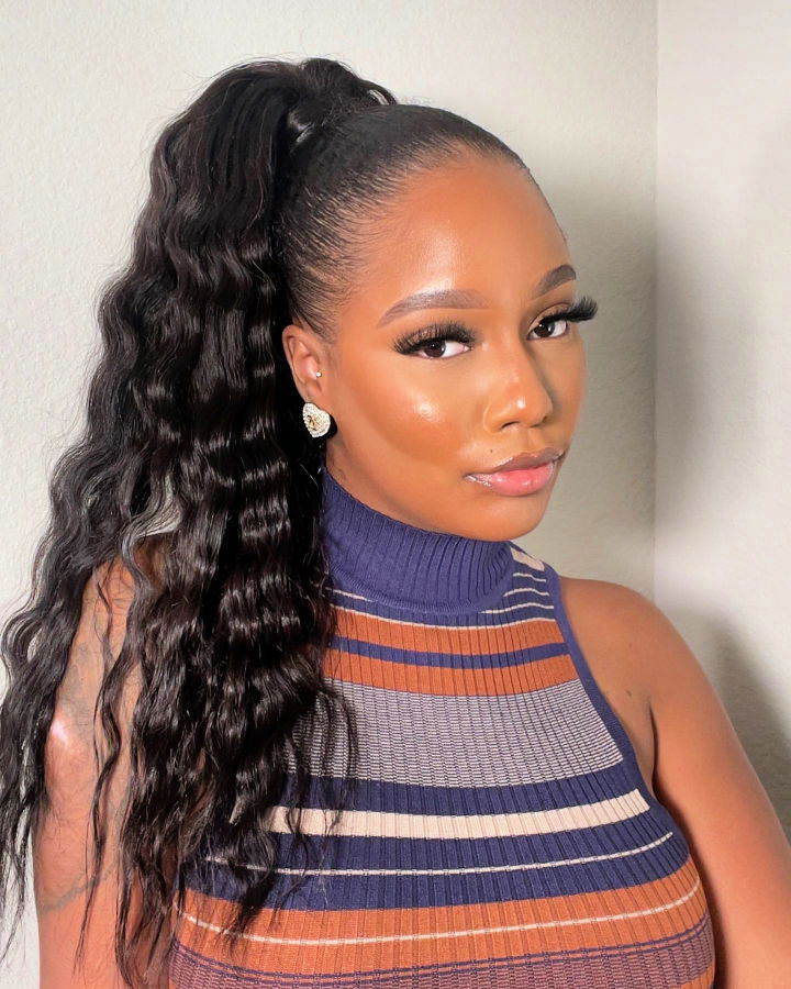 high ponytail with wrap around base