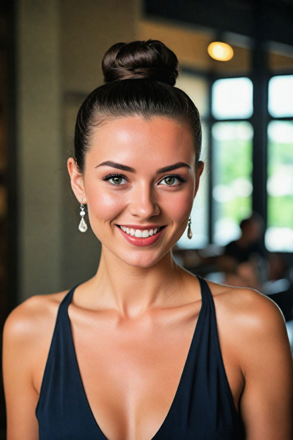 high sleek top knot hairstyle