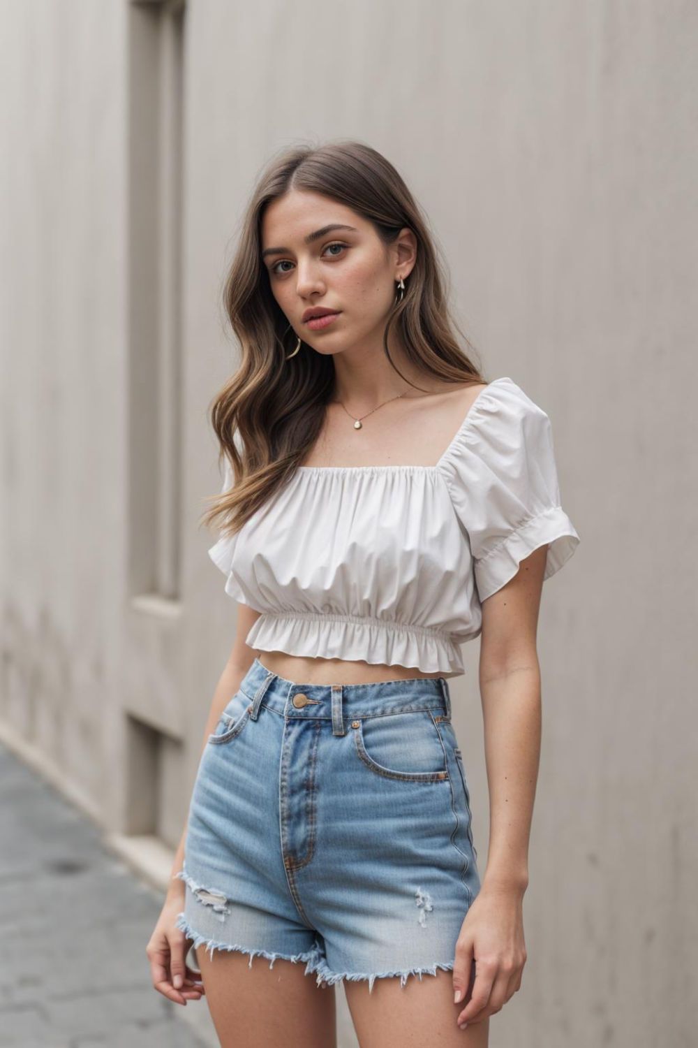 high waisted shorts and blouse summer style