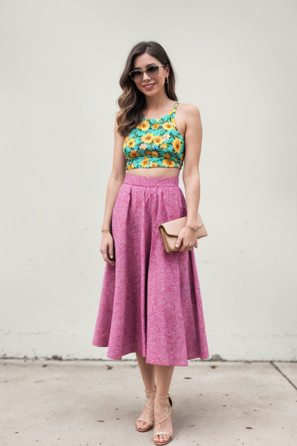 high waisted skirt with bold prints