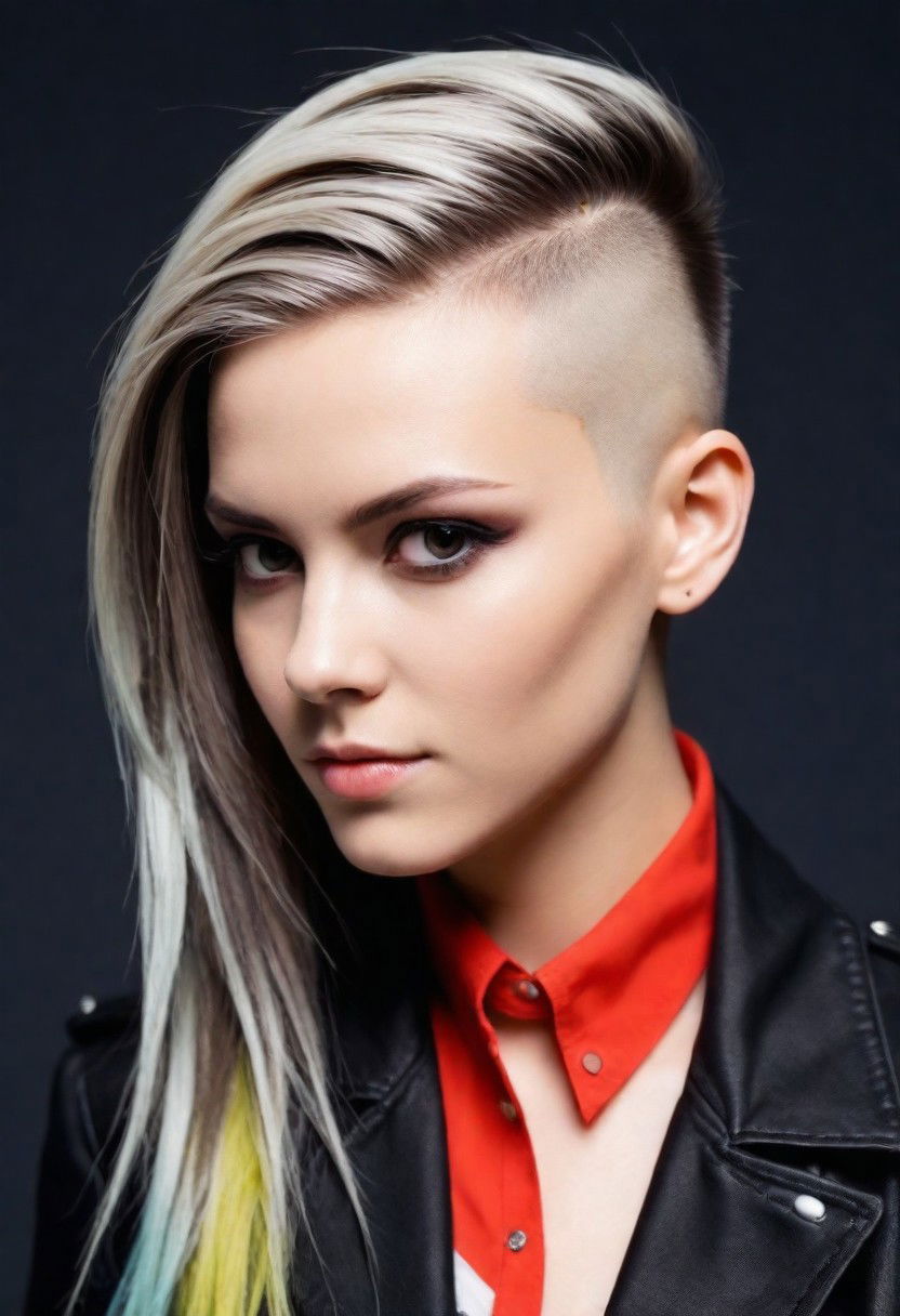incredibly stylish side shaved long hair