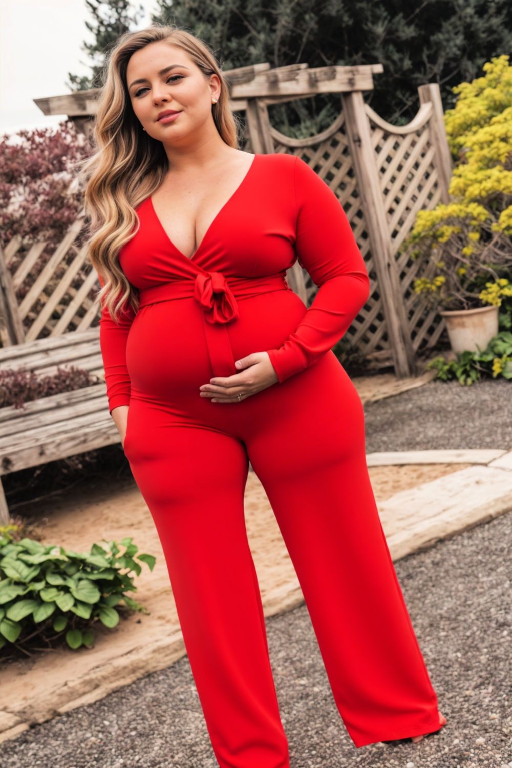 jumpsuit with a belt for baby shower outfit