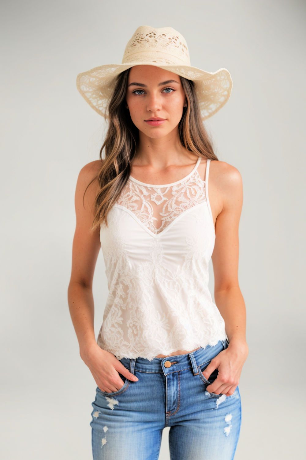 lace detail tank top rodeo outfit