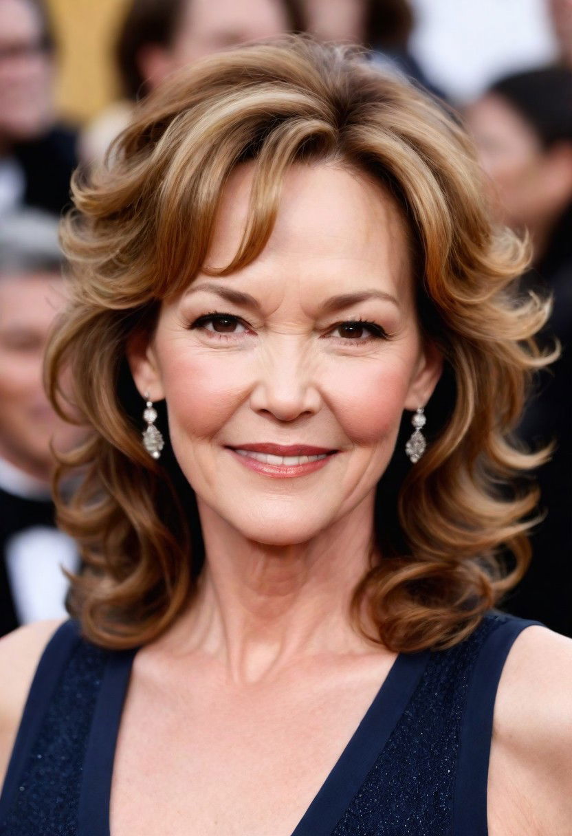 layered curls with bangs hairstyle