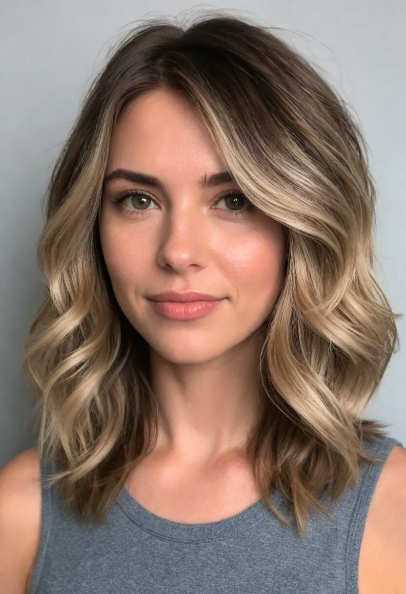 layered cut with soft waves hairstyle