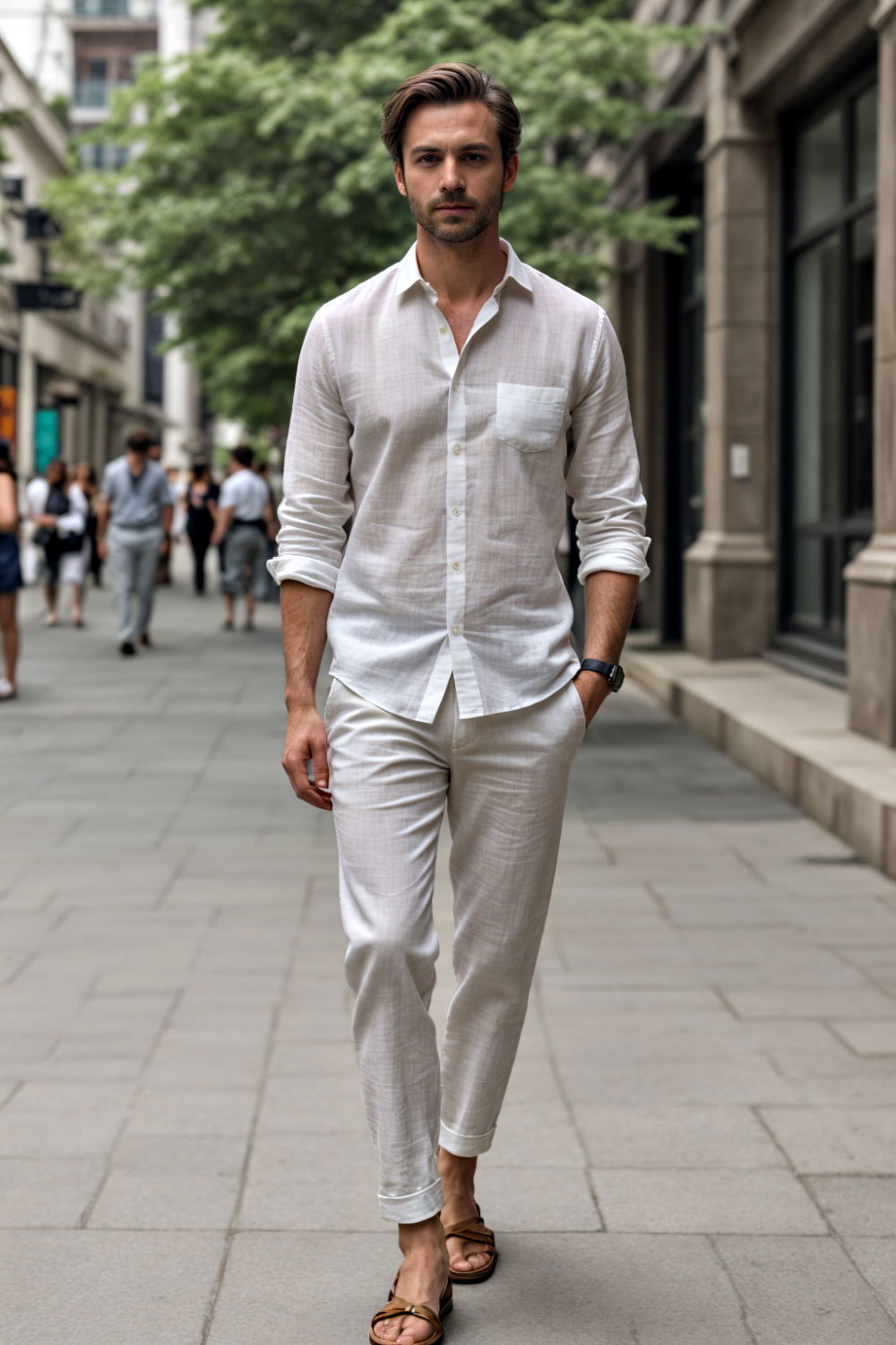 lightweight linen ensemble for hot days