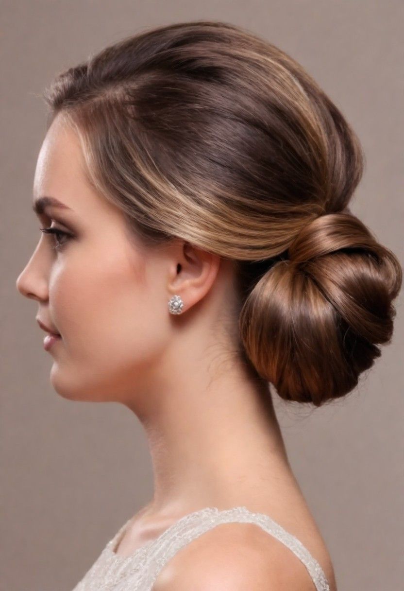 low bun hairstyle for round face
