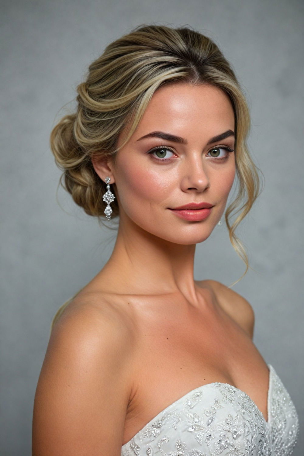 low bun with side part hairstyle