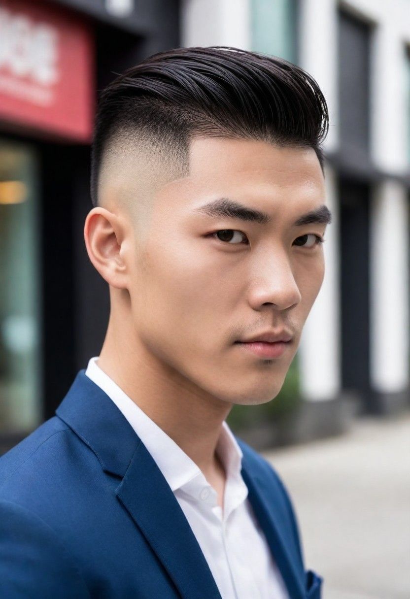 low fade with hard part hairstyle