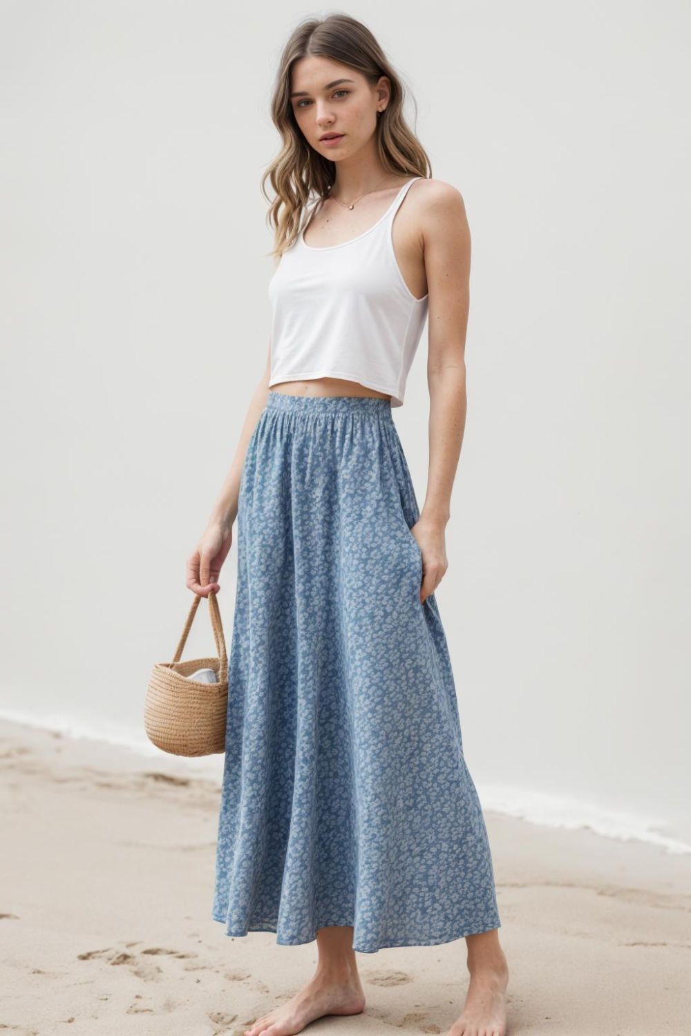 maxi skirt with a tank top